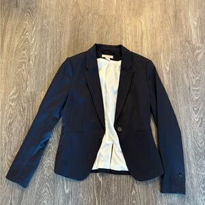 H&M Navy Tailored Blazer with Notched Lapels